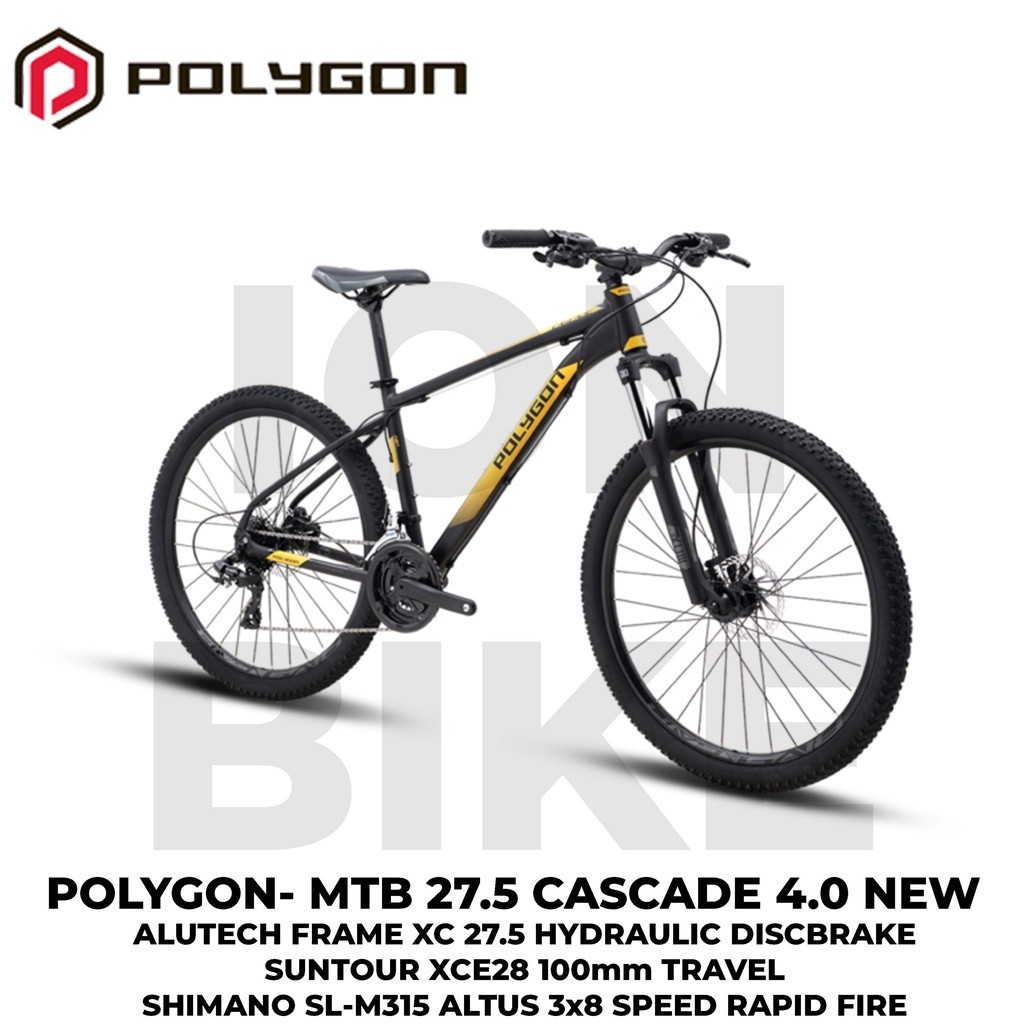 big ramadan  sale Sepeda MTB 27.5 Polygon Cascade 4 4.0 Black CA New Edition Sepeda Gunung Murah 27.5 Inch