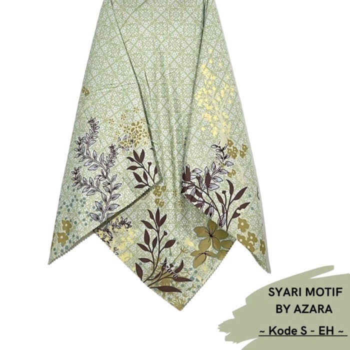 Hijab jilbab jumbo syar'i Oskara by Azara voal 130x130 segiempat motif - S-GH pastelmint