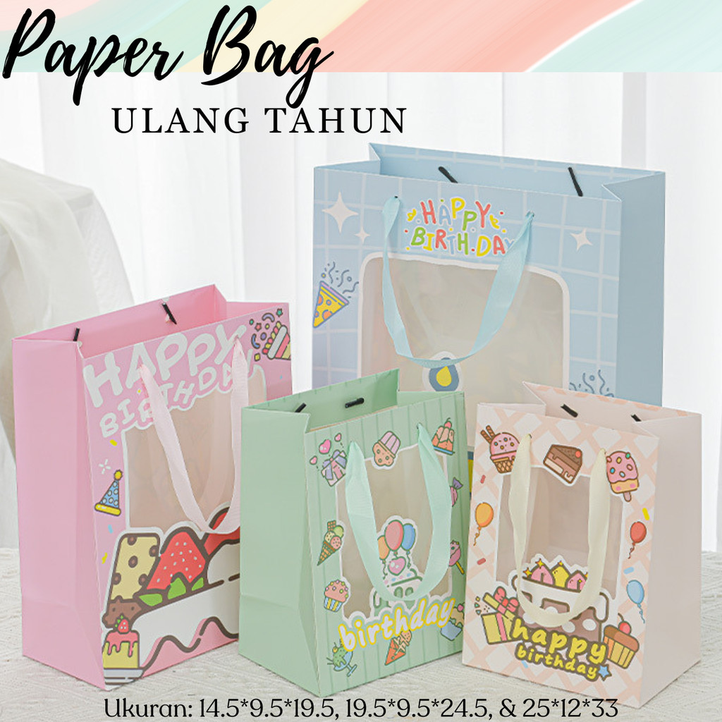 

Paper Bag Happy Birthday Kantong Kertas Bingkisan Ulang Tahun Anak Tas Kado Paperbag Motif Lucu
