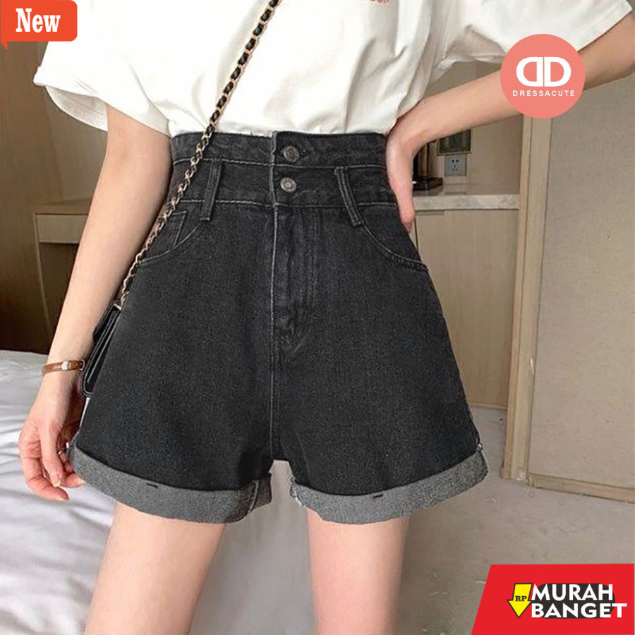 Celana pendek denim wanita- Short Pants High waist Hot Pants Celana Pendek Jeans Wanita Korea Style 