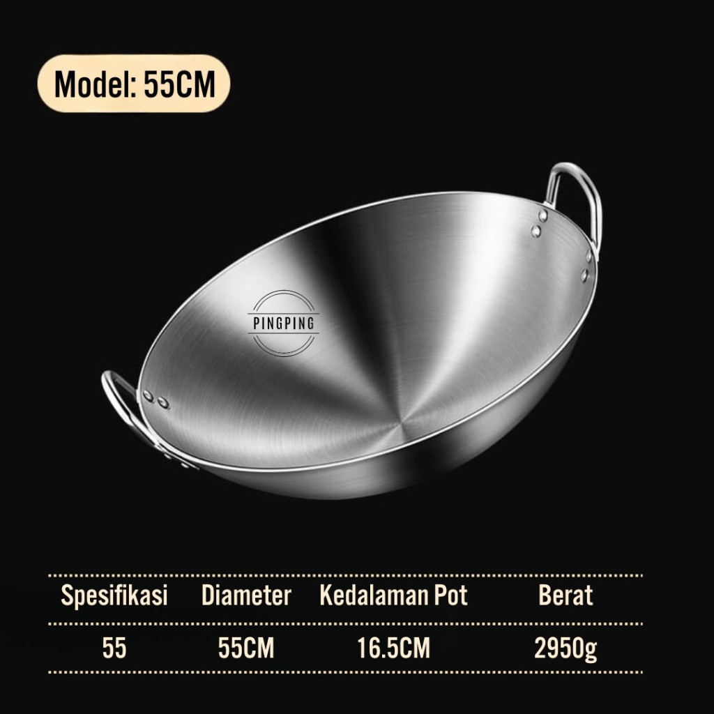 Wajan Penggorengan Tebal Full Stainless Steel SUS 304