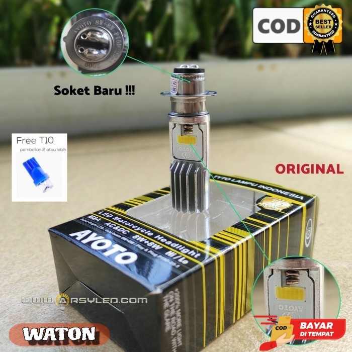 Cod Lampu LED Depan Motor Matic H6 T19 AYOTO ASLI M2A | PRO - Super Terang - m2a putih