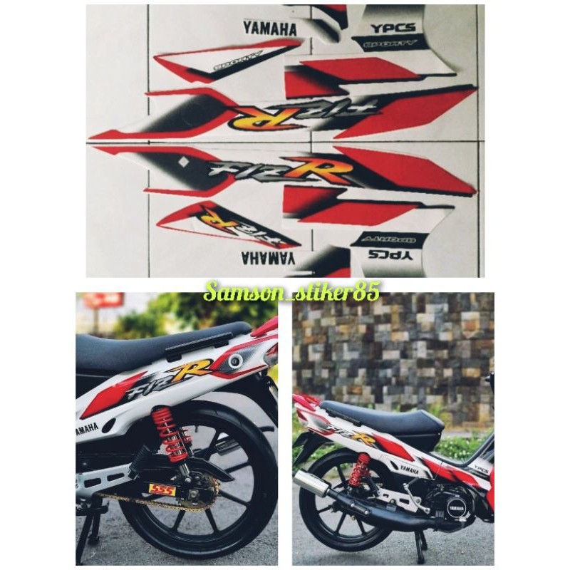 stiker striping motor yamaha fizr FIZ R sporty 2001 2002 marlboro putih merah lis bodi standart