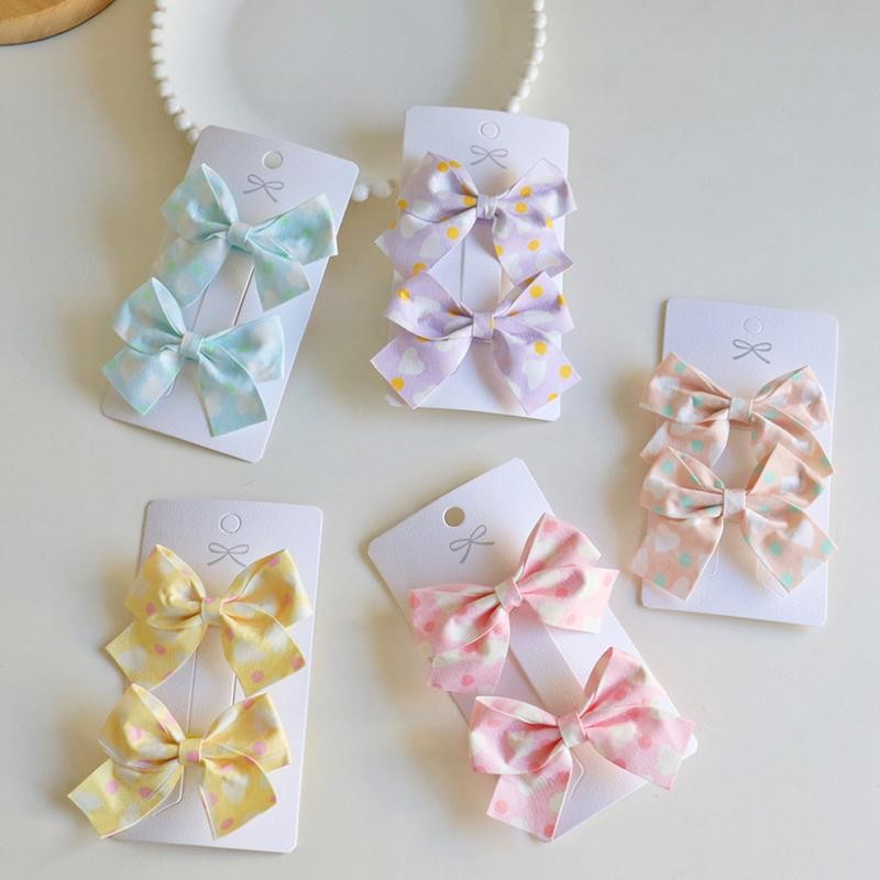 Jepit Rambut Korea Anak Perempuan Cantik Model Pita Motif Love 1 Set 2 Pcs Warna Pink Lucu Fashion A