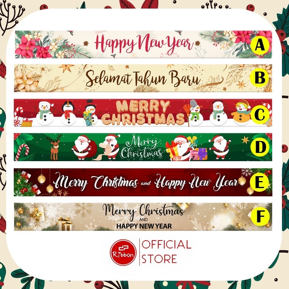 

1 Pcs Selempang Parcel Tahun Baru Slempang Natal Hampers Merry Christmas Pita Hiasan Parsel Hantaran
