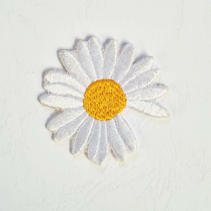 Bordir patch bunga daisy ,patch peaceminusone, patch bunga matahari