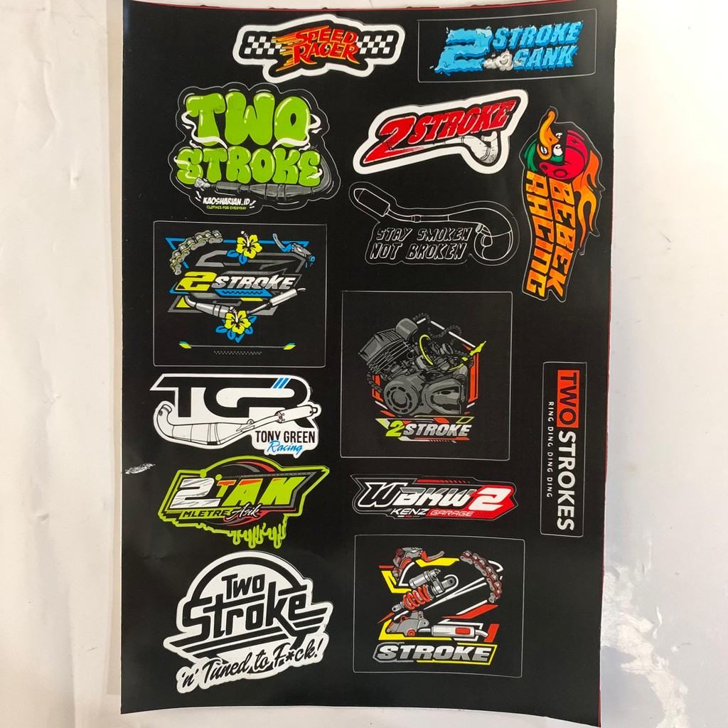 

Stiker Two Stroke Isi 14 Pcs - Stiker Anti Air - Stiker Kelentekan - Stiker Hiasan Motor Helm Tumblr