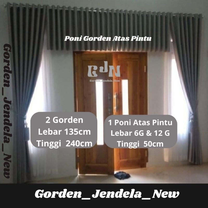Gorden Blackout Polos 1 Set  (2 Gorden + 1 poni atas pintu) Gorden Blackout Polos Gorden Sangat Teba