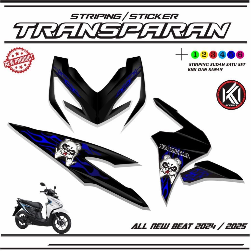 STRIPING STICKER TRANSPARAN UV MOTOR BEAT DELUXE 2024 2025 LIST BARU V7 striping keren