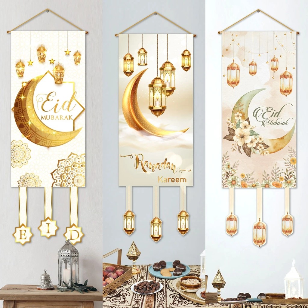 

Eid Mubarak Hanging Flag Banner Ramadan Decoration for Home 2025 Ramadan Kareem Islamic Muslim Party Decor Eid Al Adha Gifts