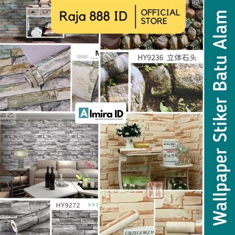 RAJA888 Wallpaper Stiker Dinding Batu Alam 3D Bata Andesit Sticker Kamar Cowok Wallstiker Cewek Tama