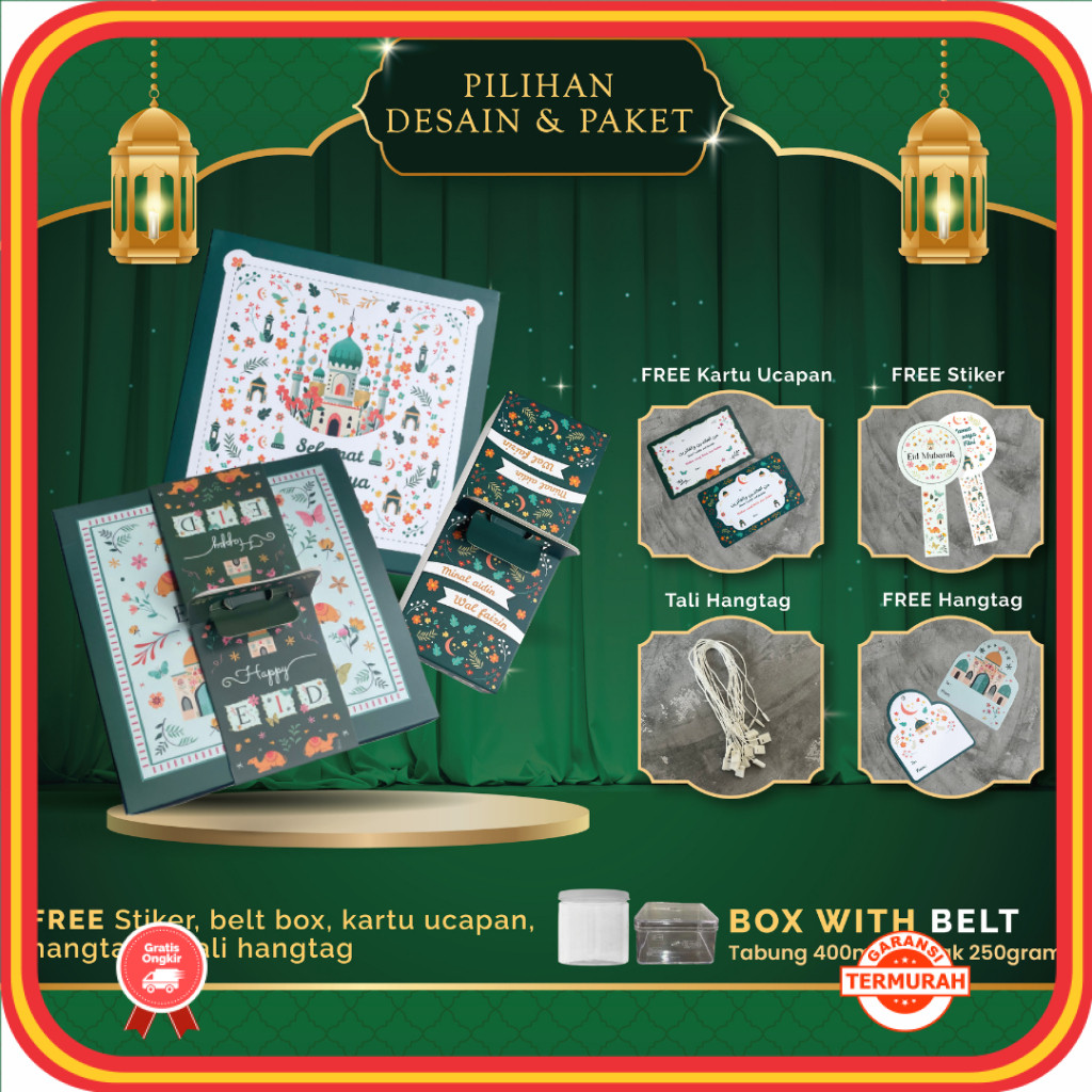 

Hampers Lebaran Idul Fitri Valentine Murah Unik Lucu Keren /Gable box kotak hampers lebaran idul fitri model belt box toples tabung/kotak/hardtop 911 ukuran (20x20x8cm) muat toples TABUNG (400ml : 4 toples) atau toples KOTAK HARDTOP 119 (250gr : 4 toples)