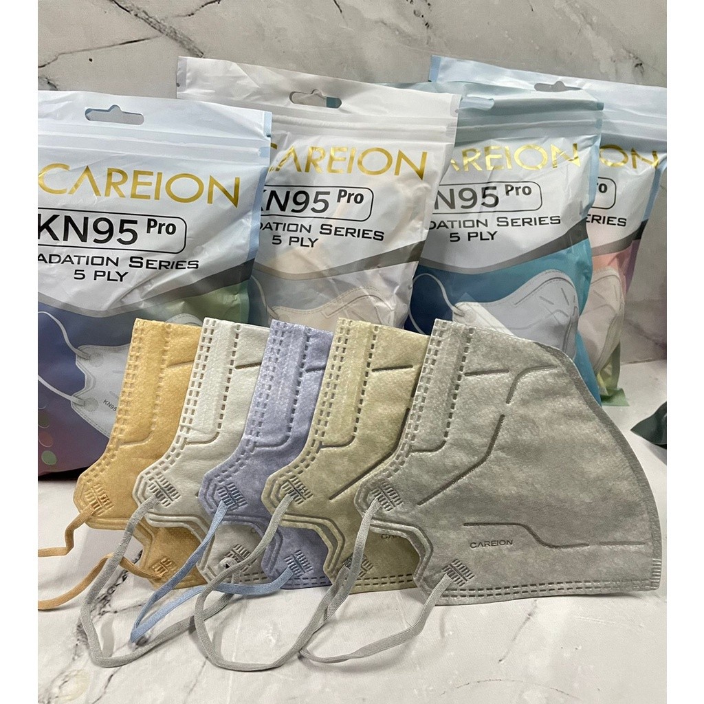 Masker KN95 PRO Careion Gradation Gradasi Mix Warna Warni Series Shrimpink Matcha Grey Hitam Putih A
