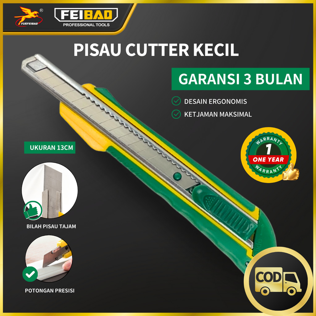 

Feibao Pisau Cutter Kecil / Small Utility Knife / SK-5 Besi Kualitas Tinggi / F32-310