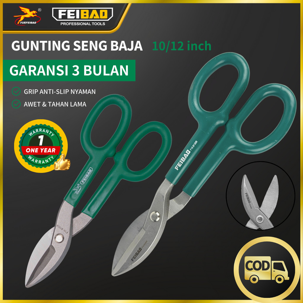 

Feibao Gunting Seng 10/12 Inch / Gunting Besi / Tin Snip / Tin scissors 10/12 Inch / F10-B102