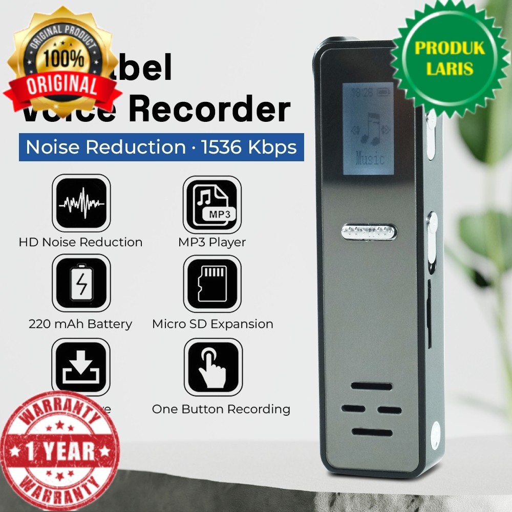 Perekam Suara Portabel Recorder Kizocay Screen Sony Mic Rockware Termurah Noise Microphone Player Vi