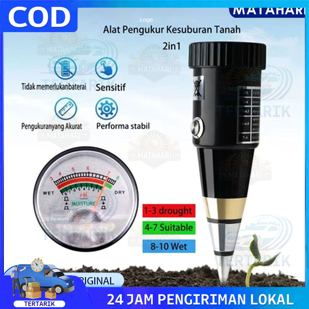 

Alat Penggukur Tanah 2 in 1 Pen Type PH Meter Soil Analyzer Tester Meter Alat Ukur PH Tanah