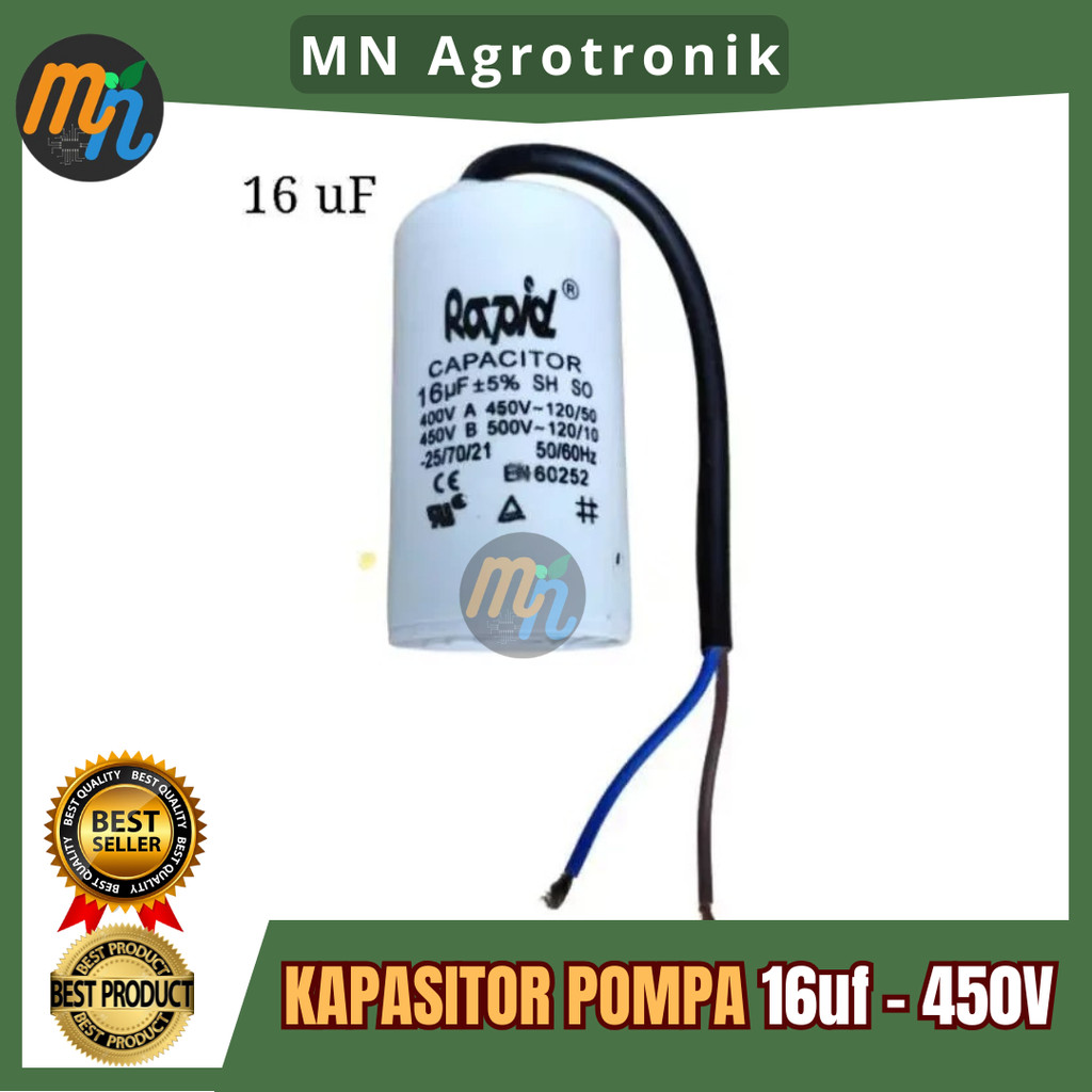 CAPASITOR/KAPASITOR POMPA AIR BULAT 16UF - KAPASITOR POMPA RAPID 16UF