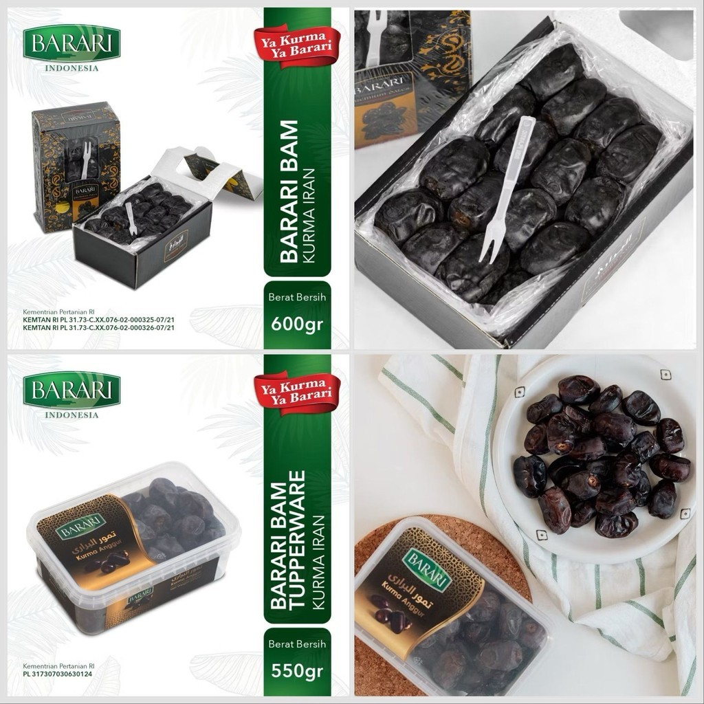 

Kurma Bam BARARI Premium Dates 600 Gr Kurma Anggur Hologram Original Korma Lumer Enak