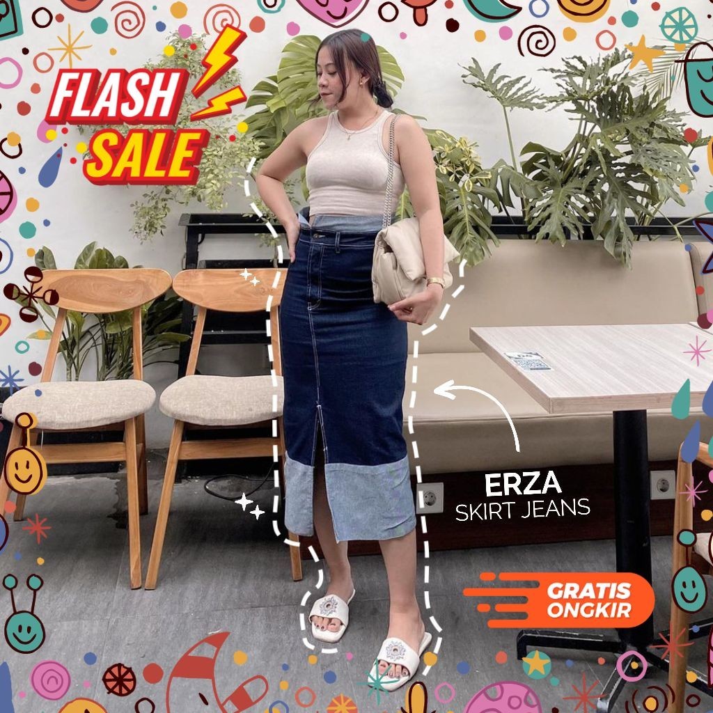 MEGASALE / ERZA SKIRT JEANS / ROK JEANS HIGHWAIST WANITA / LEA STORE
