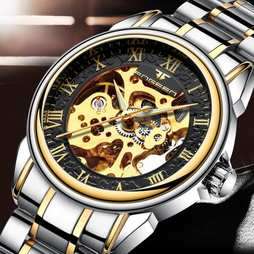 ✅COD Revelio Jam Tangan Pria FNGEEN Automatic Mechanical Model Fully Transparan Hollow Watch Berongg