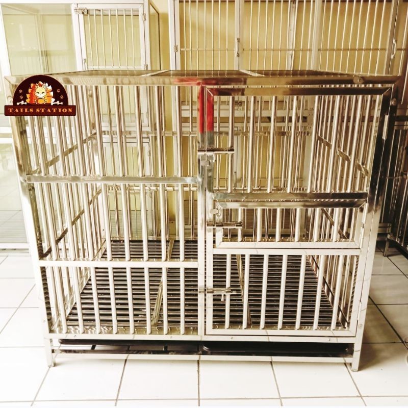 Dog Cage Stainless Large Kandang Anjing Besar Herder Husky Golden Beroda Kokoh