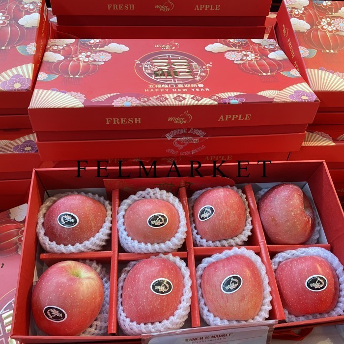 Apel Fuji Rosy Blush Premium Isi 8 / Hampers Buah Imlek / Dus