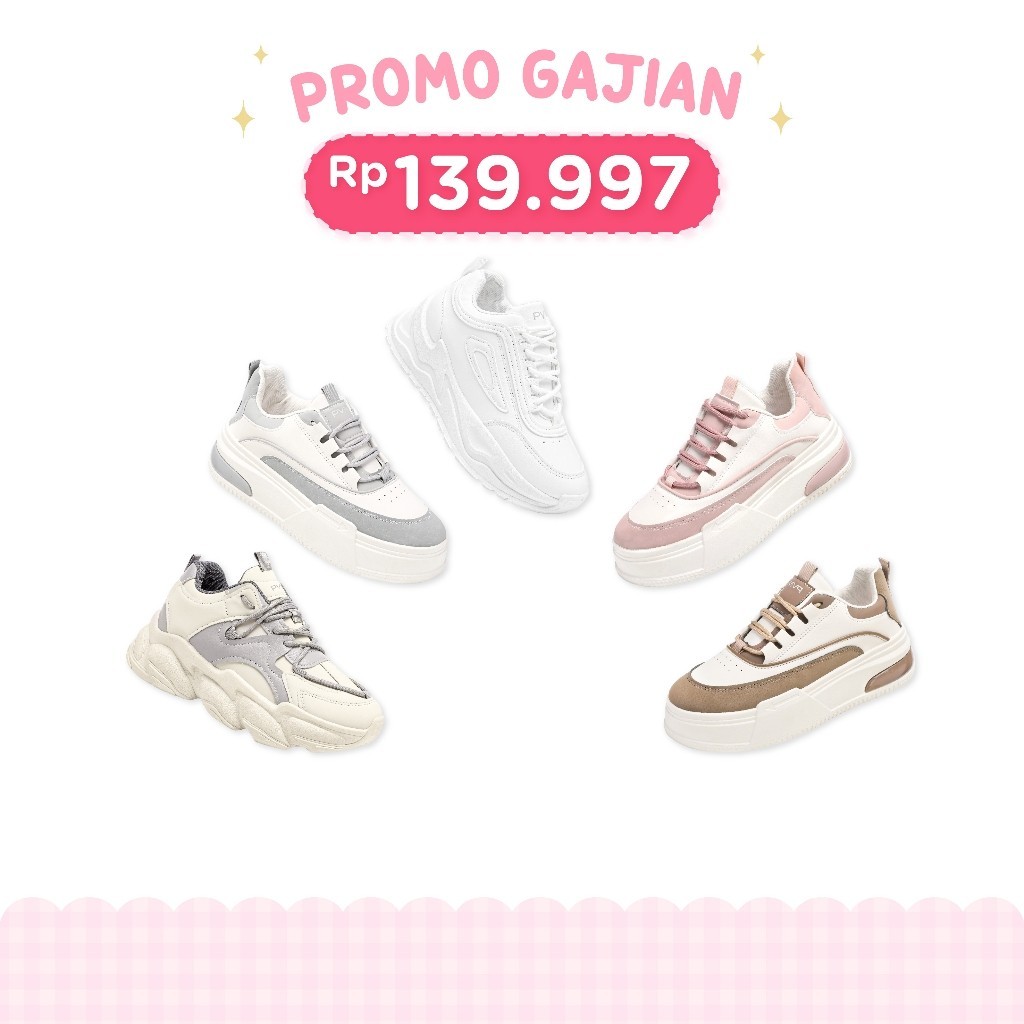 JD73W PVN Sepatu Sneakers Kets Tali Collection Sepatu Putih Wanita Promo