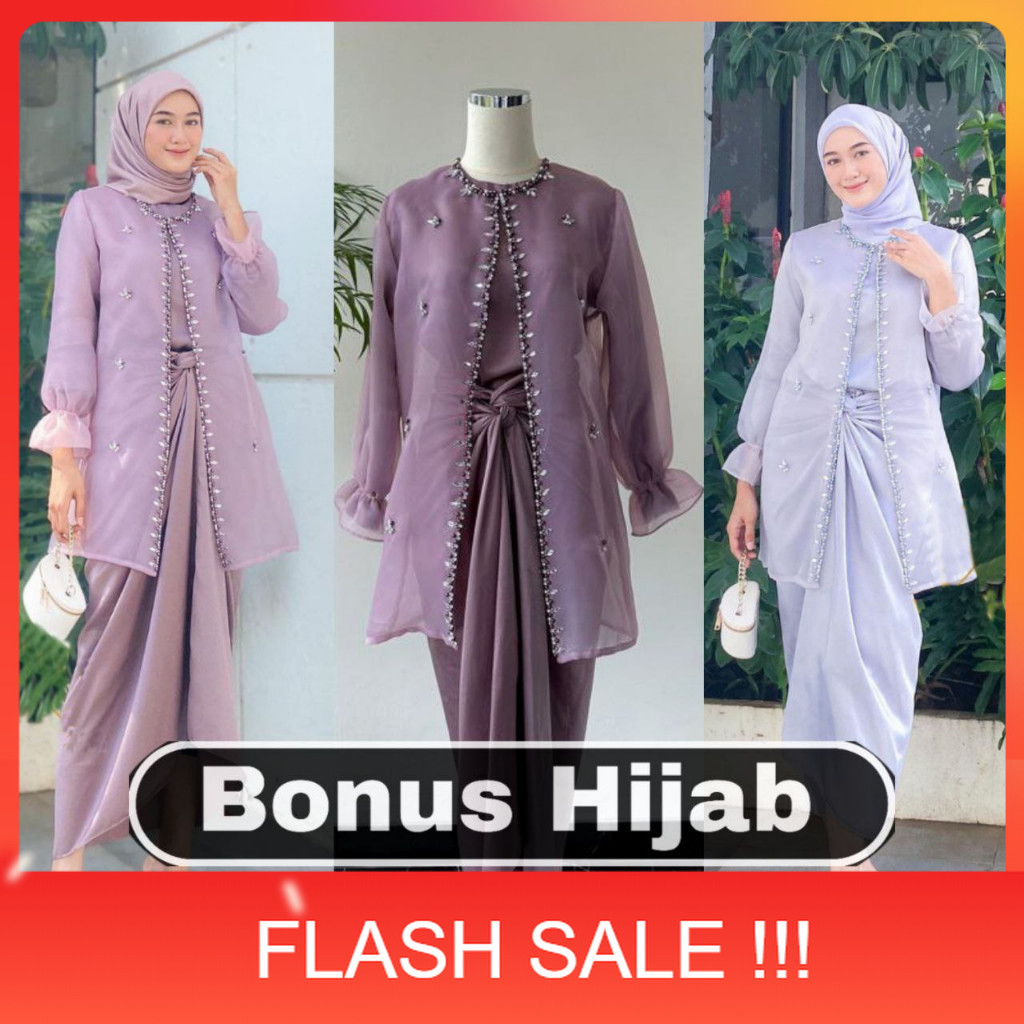 PROMO (ADA JUMBO) ONESET JEMMA ORGANZA PREMIUM OUTFIT KONDANGAN SETELAN ROK LILIT | SETELAN OUTER IN