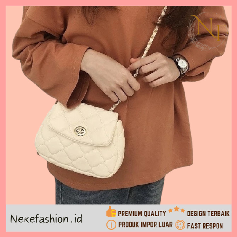 NEKE FASHION Premium Kualitas - Tas Wanita Rantai Tas Sling Bag Tas Selempang Kulit Tas Multifungsi 