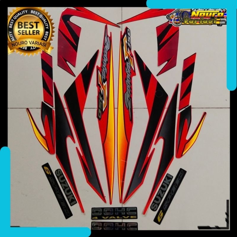 Striping Suzuki Satria fu f 150 2007 2008 merah hitam list motor thailand berkualitas ter nazia