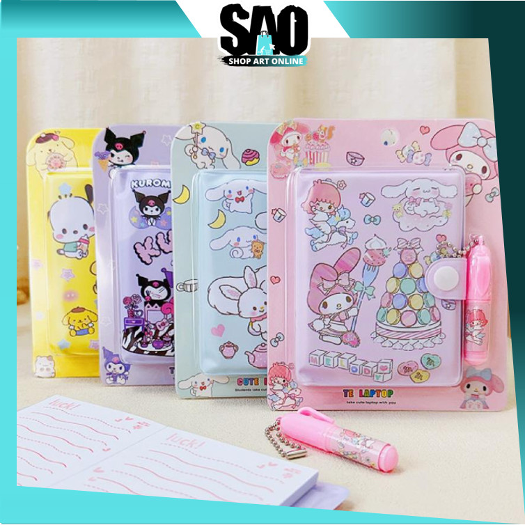 

SAO - S6146 Sanrio Theme Memo Notebook / Set Memo Diary Motif Sanrio / Cute Mini Note Book 2 in 1 / Mini Klip Note Book and Pen