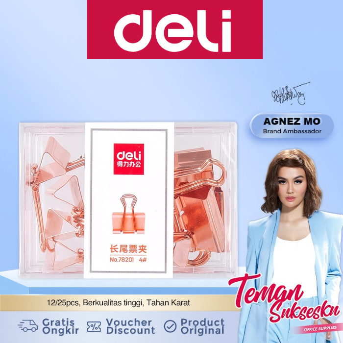 

Deli Binder Clips 25mm Rose Gold 12pcs - 78201