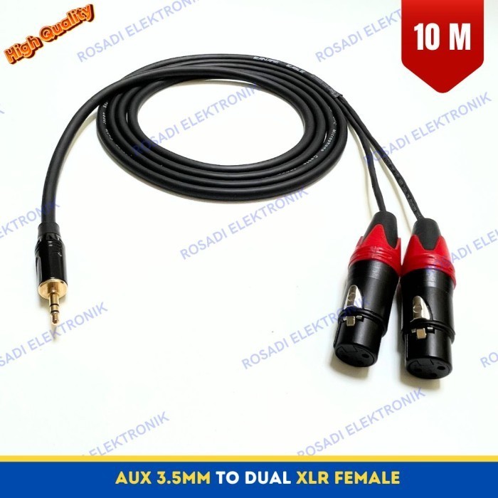 Agen kabel jack 3.5mm to xlr female 3pin kabel splitter 10M