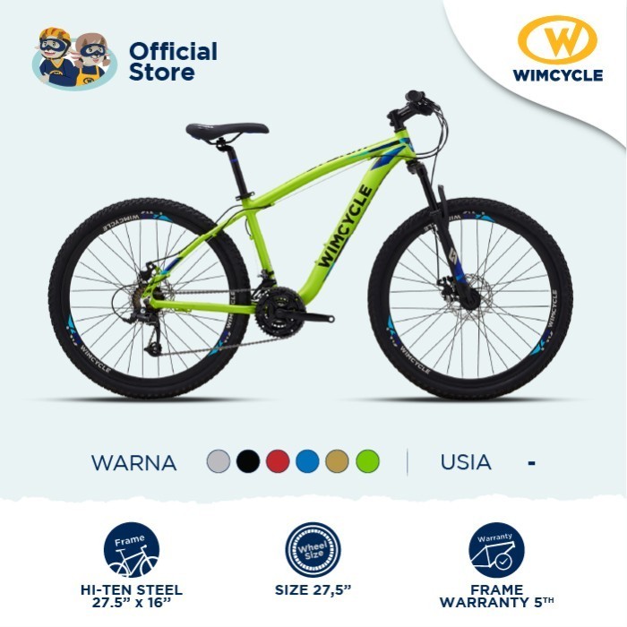 HOT PROMO Sepeda Gunung MTB Wimcycle Storm 27.5 - Green