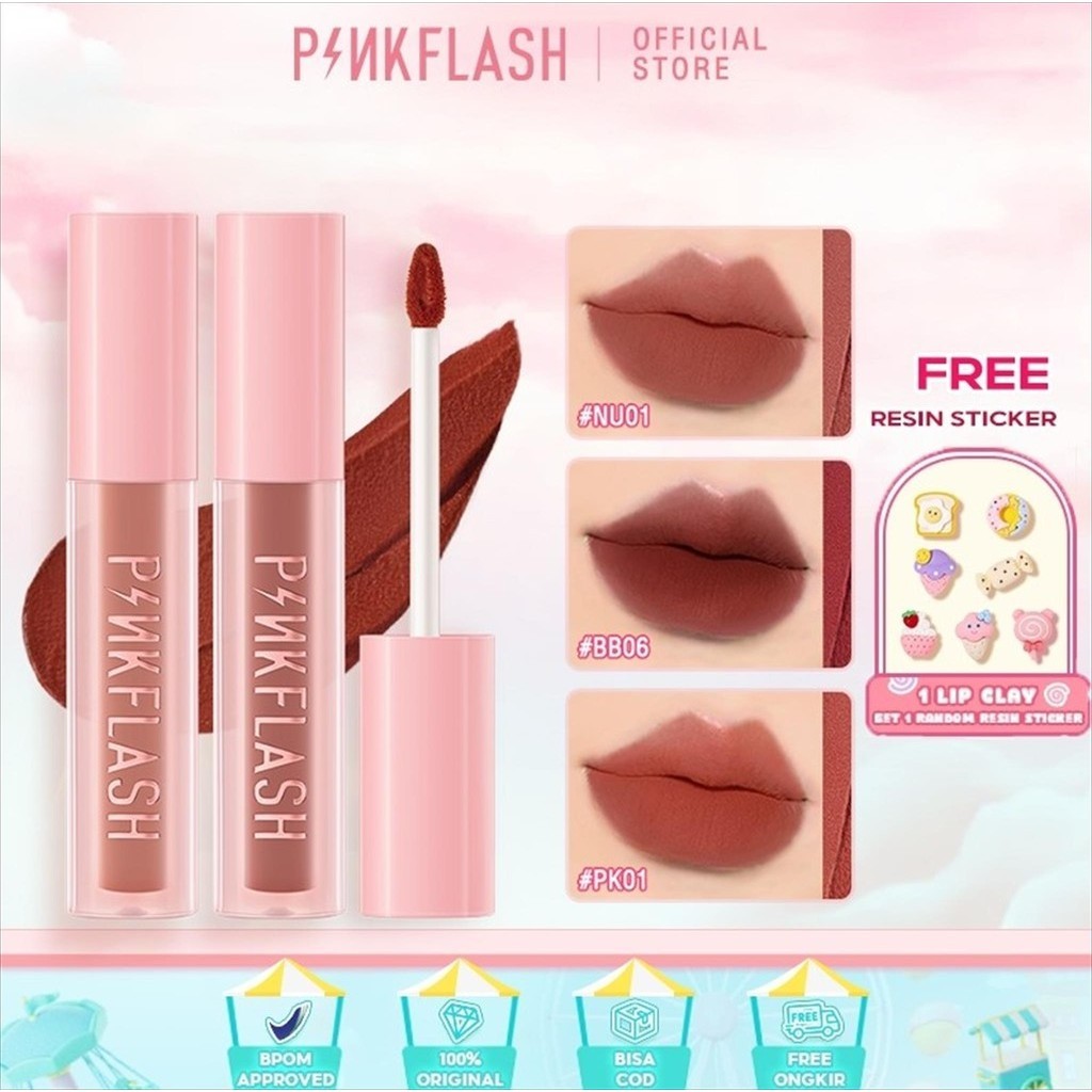 PINKFLASH Fuzzy-Soft Velvet Lip Clay Lipstik Lightweight Lip Matte