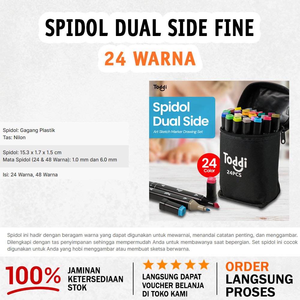 

Spidol Dual Side Fine Art Brush Art Marker Set 1.0 and 6.0mm Tip 48 Warna | Fitur Lengkap