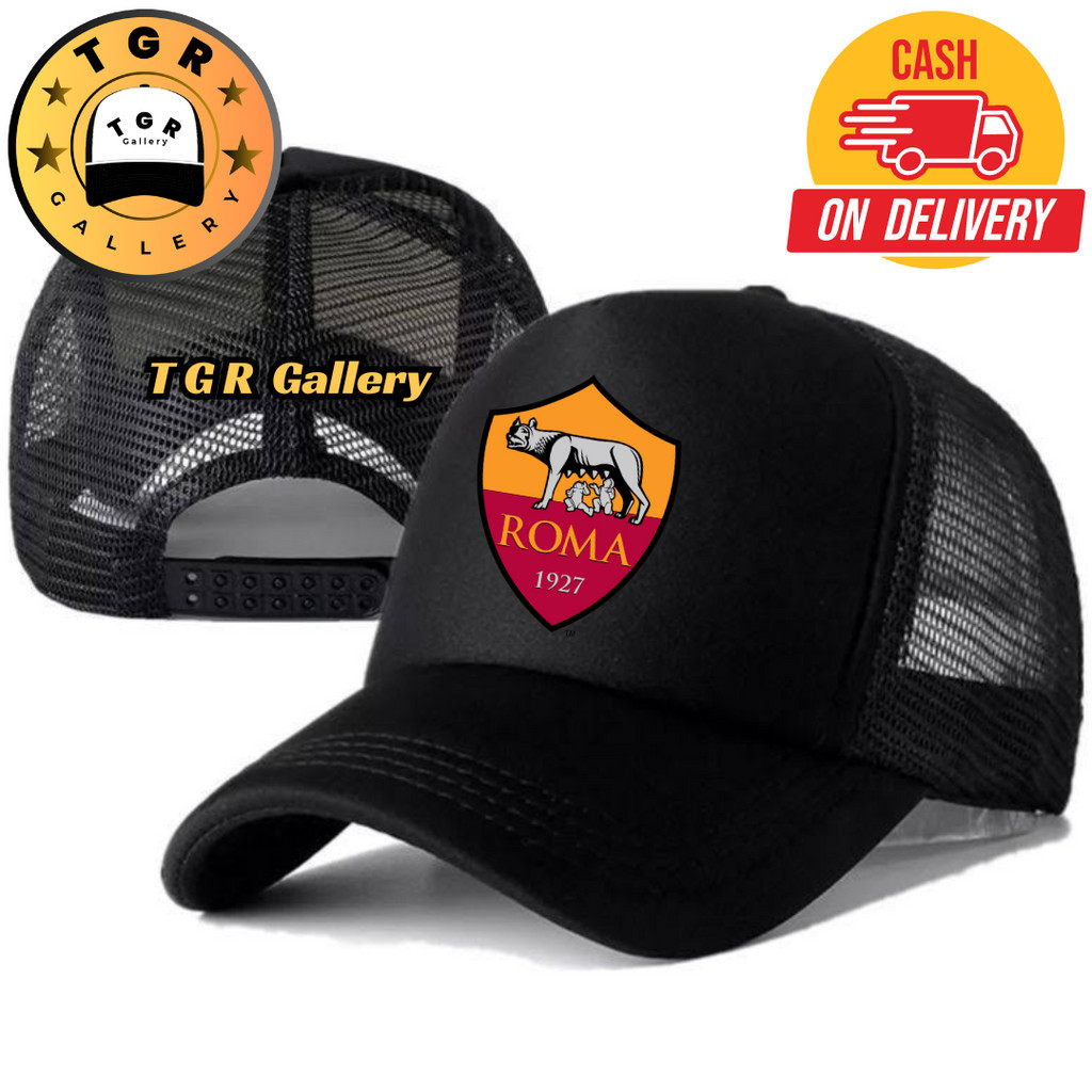 TGR Gallery Topi Trucker AS ROMA - Topi Distro AS ROMA Logo - Topi AS ROMA Premium - Topi Pria Dewas