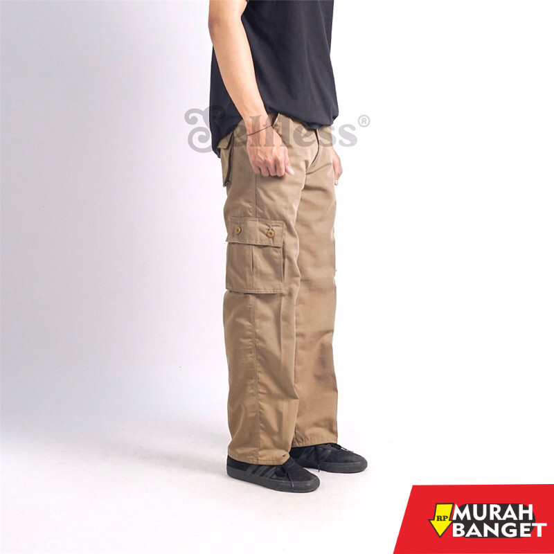 Joggerhit Terbaru- Selfless - Celana Cargo Panjang Reguler Straight Loose Fit Standar Pria Cargo Kar