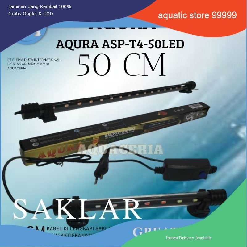 Lampu celup aquarium 50 cm AQURA ASP-T4-50LED Lampu LED aquarium