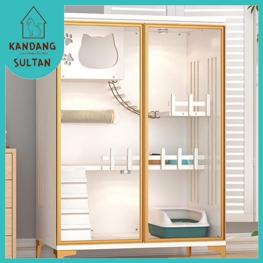 PROMO SALE SPESIAL Kandang Hewan Peliharaan Villa Rumah Kucing Knockdown / Kandang Kucing Mewah Sult