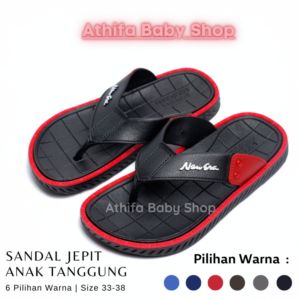Sandal Jepit Anak Laki Cowok Sendal Karet Anak SD SMP Tanggung 4 5 6 7 8 Tahun New Era 8030