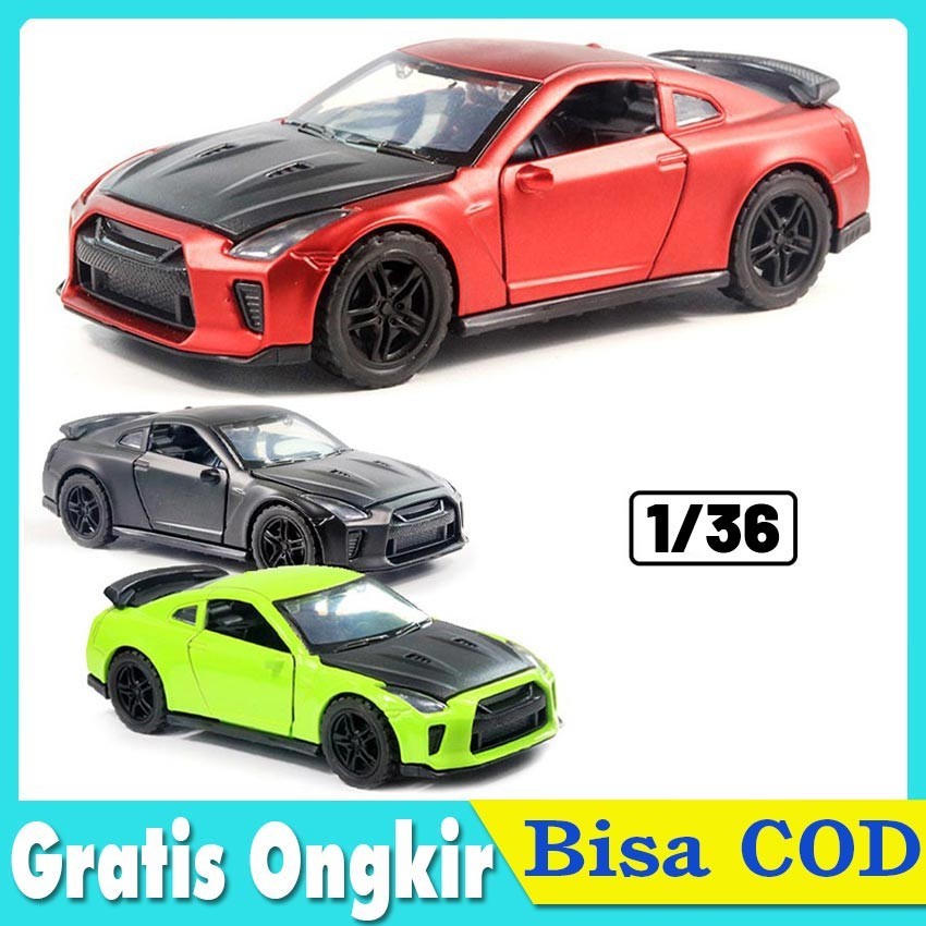 Miniatur Diecast Mobil Nissan GTR Diecast 1:36 - Miniatur Mobil Pajangan Nissan GTR R35 Merah Hijau 