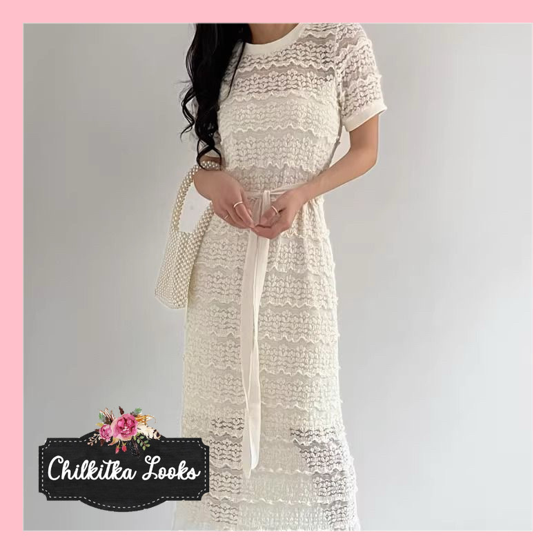 CHILKITKA LOOKS FASHION SELEBGRAM OUTFIT Leechan Dress Lace Korean Chic Minimalis Casual Sweet Stree