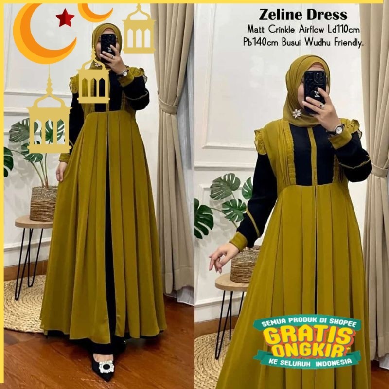READY ZELINE DRESS LABEL JASMINE GAMIS CRINKLE AIRFLOW/ anak kecil tanggung sd smp