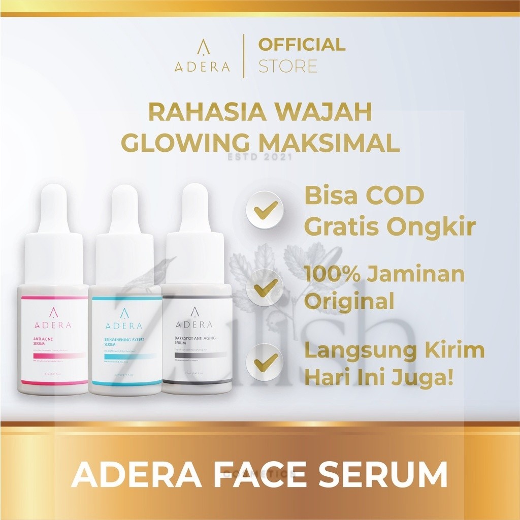 Skincare Paket Adera- Serum Wajah Glowing Putih Bersih Bebas Jerawat Kusam Flek Bintik Hitam Terdaftar Bpom IOS Bergaransi Asli