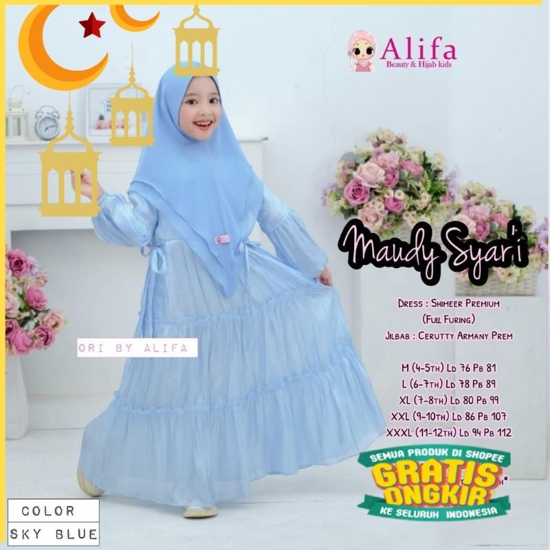 MAUDY AMIRA SYARI BY Alifa gamis anak free jilbab dress kids set hijab LAVINA ARAFAH VICHI/Maron mer