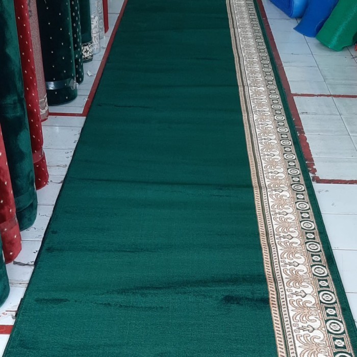 Mark Karpet Masjid Tebal 13mm New Blue Mosque Meteran / Karpet Sajadah - Hijau Polos K
