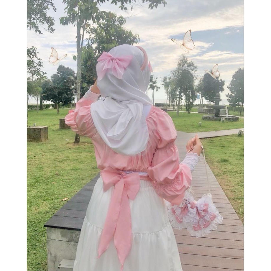 peniti pita hijabers scraft pink/Jepit Rambut Korea Perempuan Dewasa Tusuk Konde Rambut Model Pita B