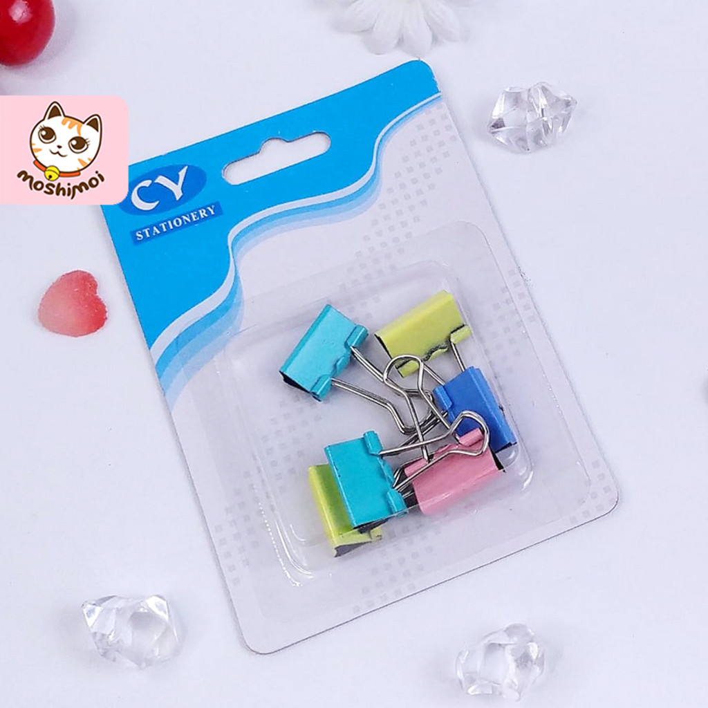 

Binder Clip / Paper Clip / Klip Kertas Besi Mini Warna Isi 6 Pcs